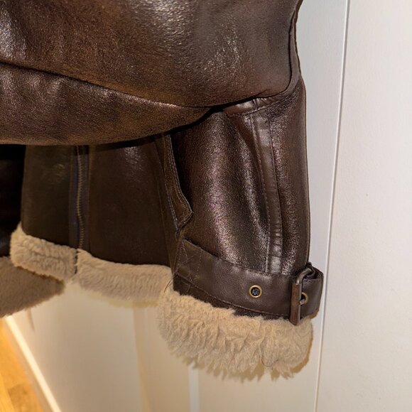 Zara Brown Shearling Aviator Jacket - Picture 4 of 7